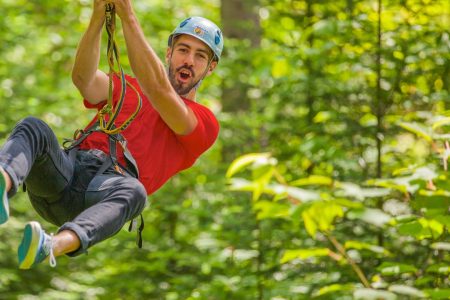 From Montreal: Treetop Trek, Ziplines + beach or waterfall.